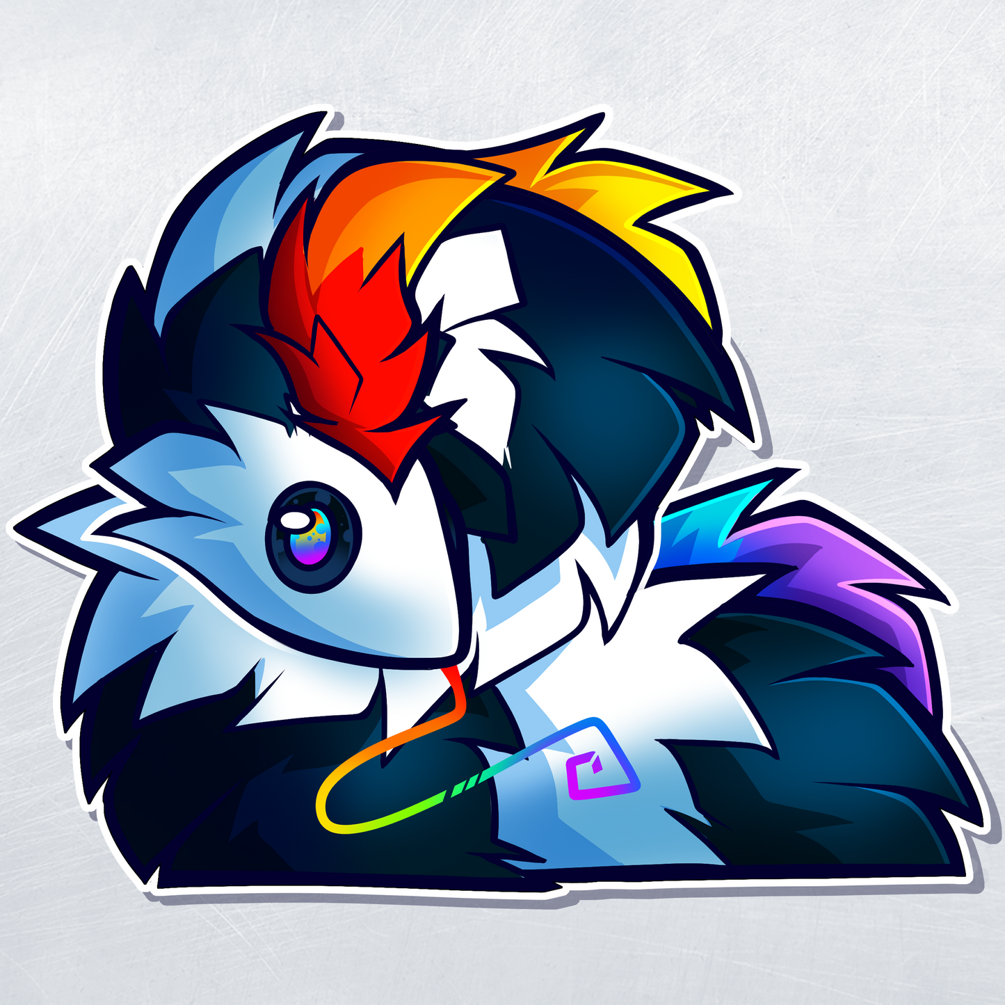 Black And White Rainbow Worm On String Standee