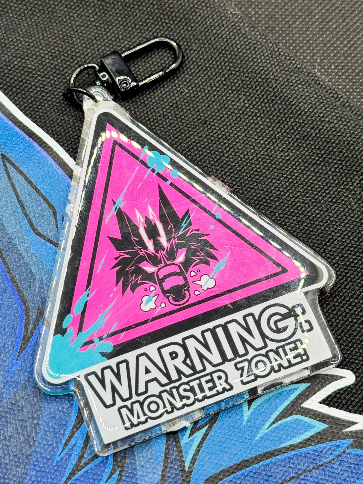 'DANGER: MONSTER ZONE' Keychain (pink)