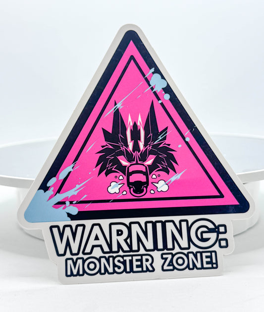 Pink 'Monster Warning' Sticker