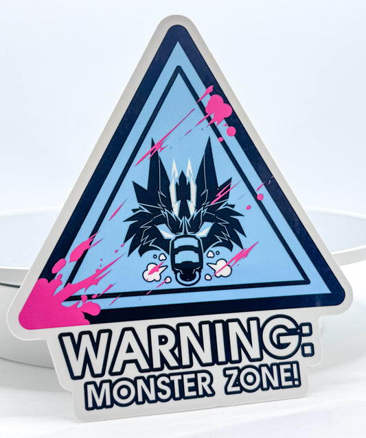Blue 'Monster Warning' Sticker