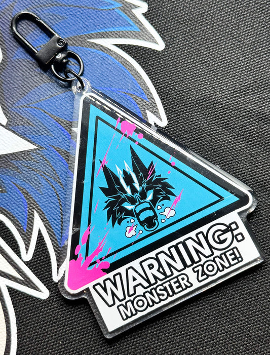 'DANGER: MONSTER ZONE' Keychain (blue)