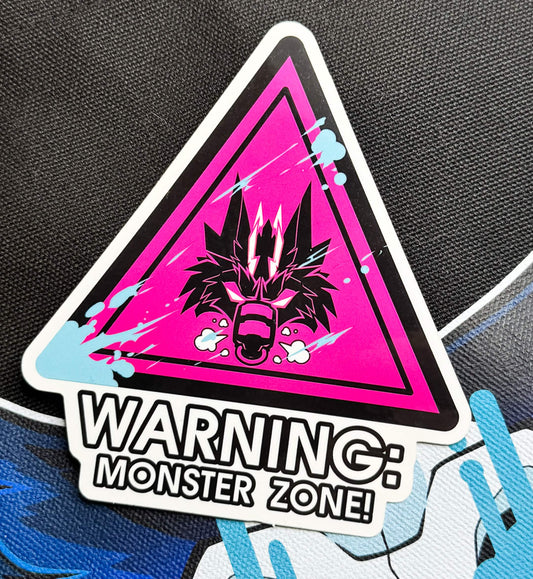 'WARNING: MONSTER ZONE' Sticker (pink)