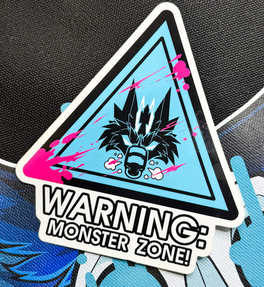 'WARNING: MONSTER ZONE' Sticker (blue)